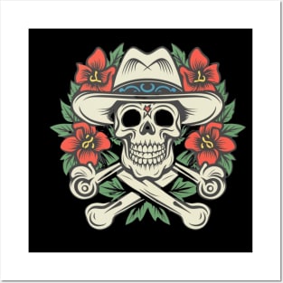 Cowboy Skull tattoo art Posters and Art
